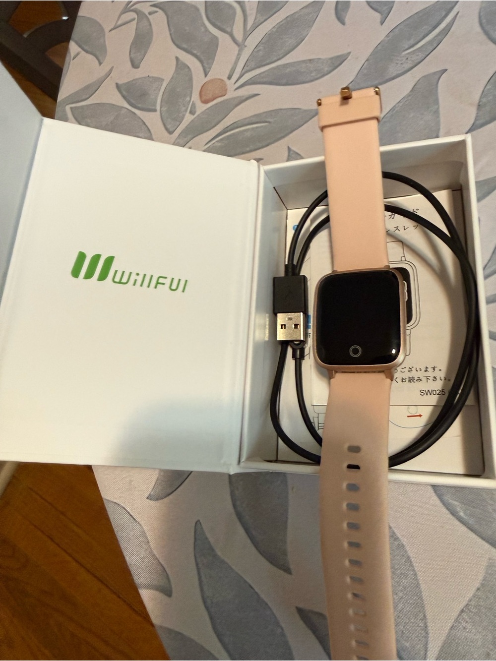 Pink Smartwatch with Silicone Band and Touchscreen